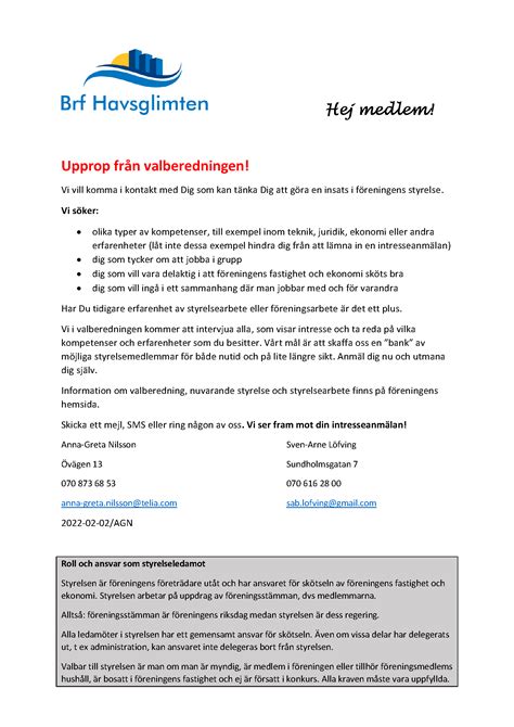 Valberedning brf mall